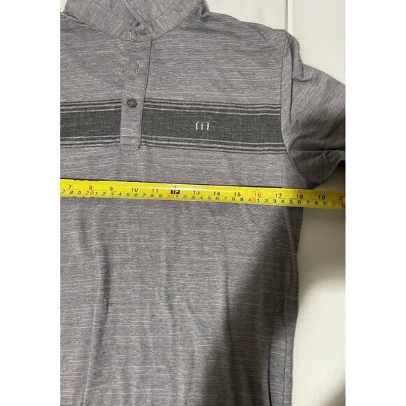 Travis Mathew Men's Polo Shirt Small Gray & Black Striped Premium Comfort - Picture 9 of 12